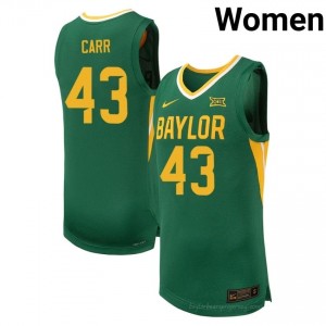 #43 Cameron Carr Bears Green Women Jersey | Authentic College Basketball Team Merchandise 66723243